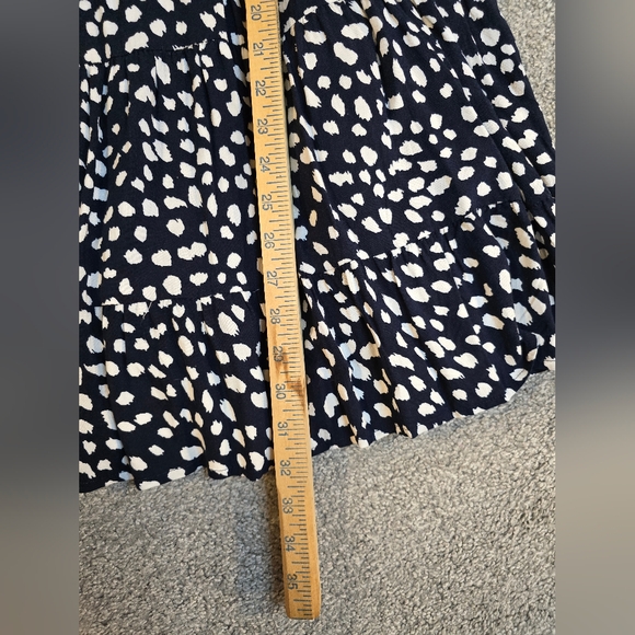 Entro Micro Floral Tiered Dress Navy & White Size Medium Lined - Picture 2 of 8
